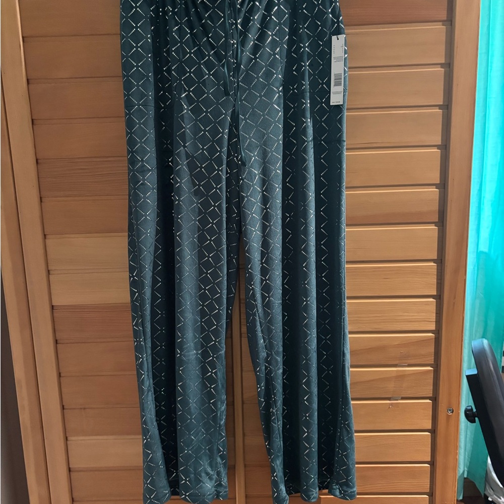 Tahari Teal Geometric Pattern Pants